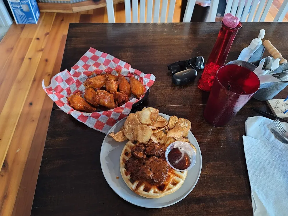 Nashville Hot Chicken Waffle and Chips
